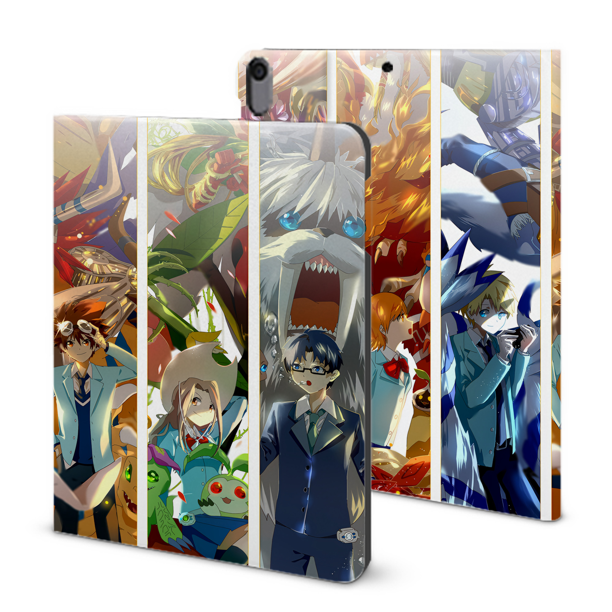 （画像用） Digimon デジタルモンスター/デジモン IPad ケース ブック型 PUレザー TPU 耐衝撃 軽量 薄型 ペン収納なし 全面保護 IPad 各モデル対応